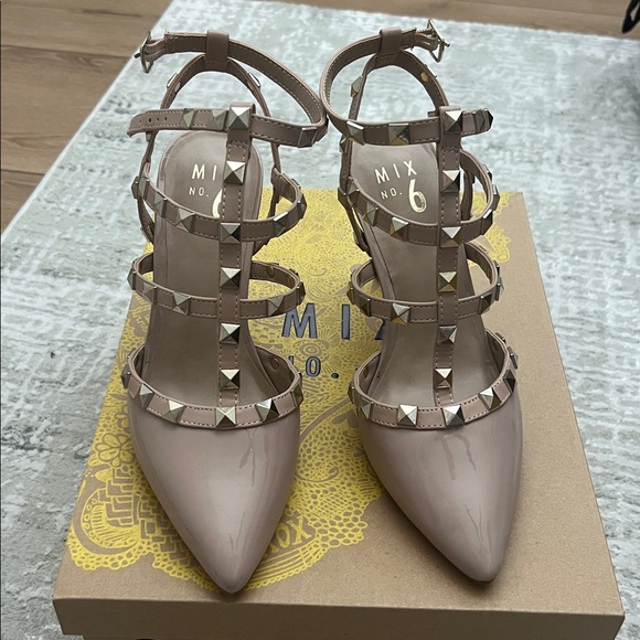 Mix No. 6 Women's Strappy Studded Heels - Picture 2 of 3